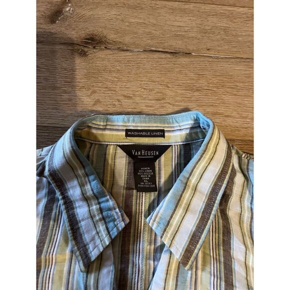 Van Heusen Womens Multicolor Striped Linen Long Sleeve Shirt Button Up XL NWT - Picture 3 of 3